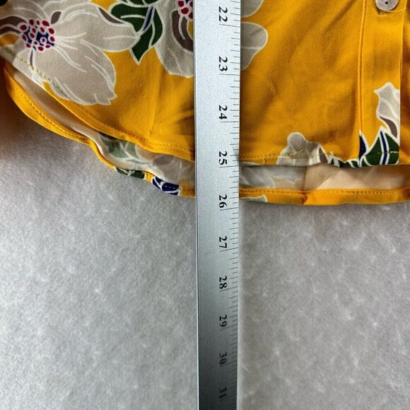 DNA Couture Top Womens Size S Floral Shirt Button Front Long Sleeve Yellow - Picture 11 of 11